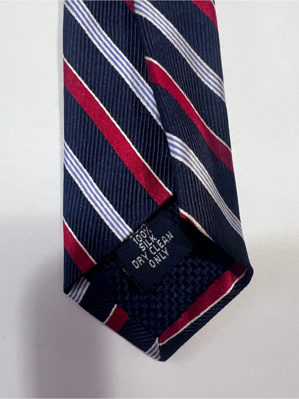 Daniel Cremieux Silk Tie Navy Red Stripe Approx 61" Long - Picture 5 of 6